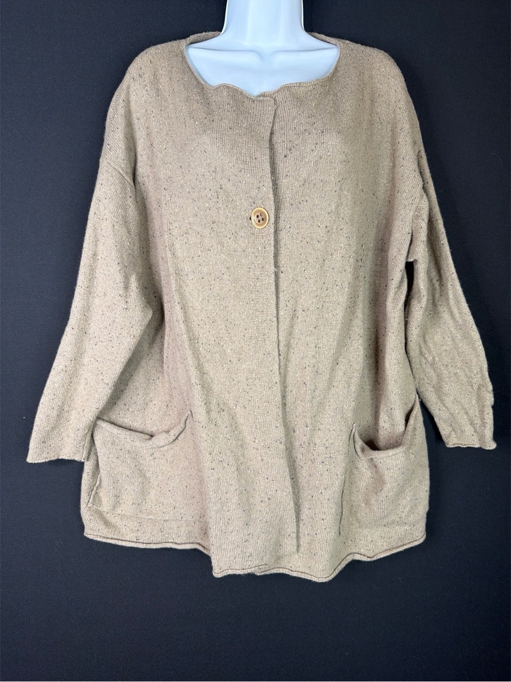 J. Jill  Wool Blend Relaxed Knit Pocket Cardigan - Beige